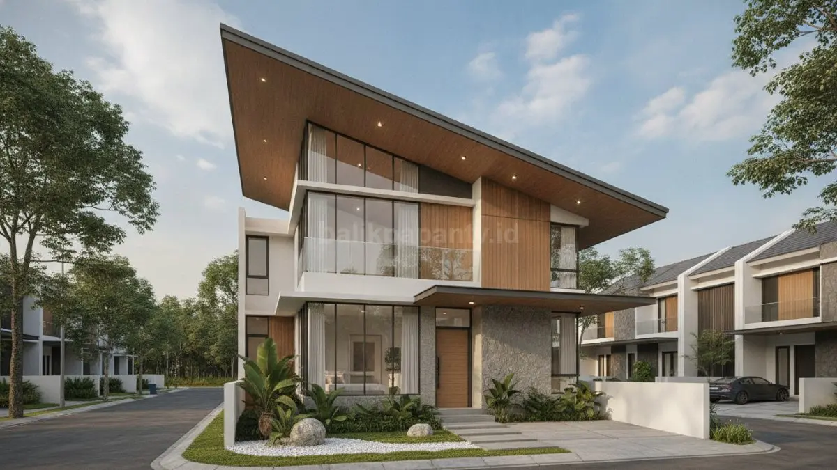 Atap miring dengan overstek lebar melindungi rumah dari panas dan hujan secara optimal. (BTV/Ai)