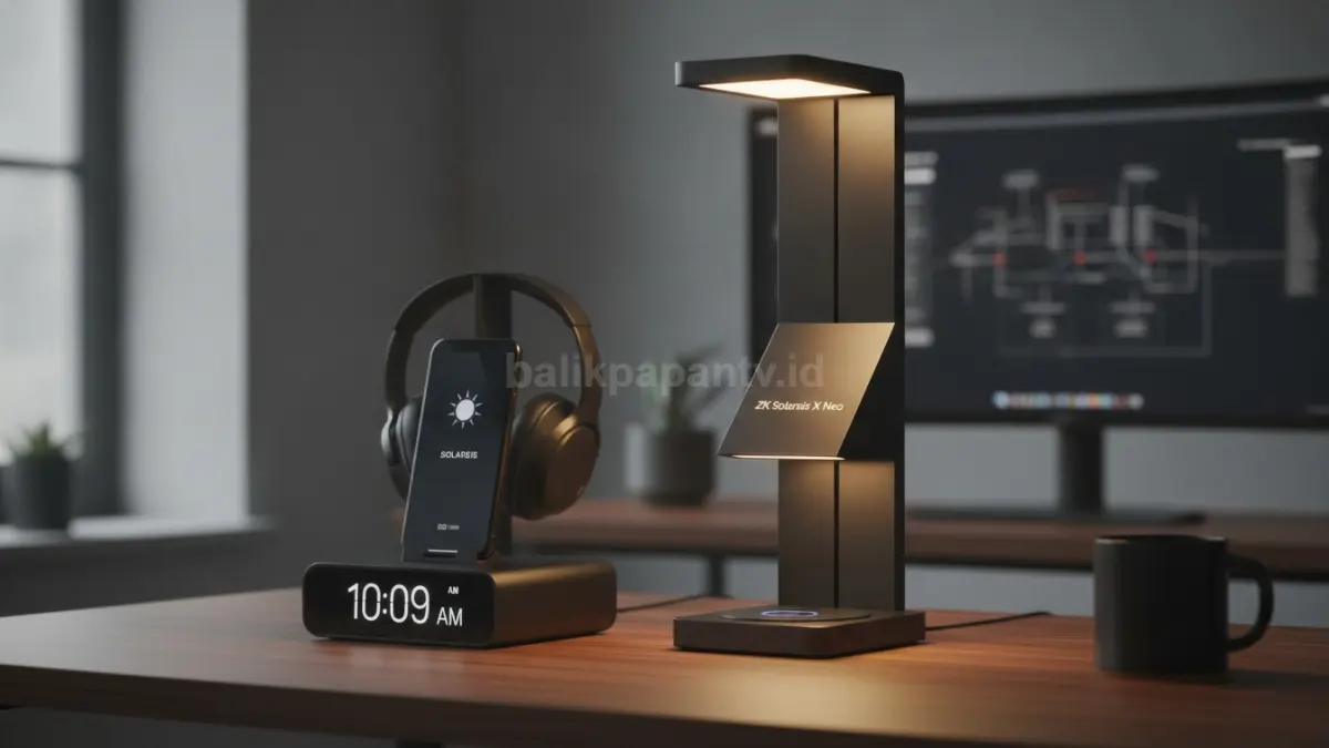 Clock Dock iPhone dan ZK Solarsis X Neo mempercantik sekaligus meningkatkan fungsi meja kerja. (BTV/Ai)