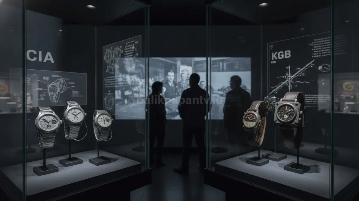 Koleksi jam tangan mata-mata CIA dan KGB di International Spy Museum dengan teknologi pengawasan tersembunyi. (BTV/Ai)