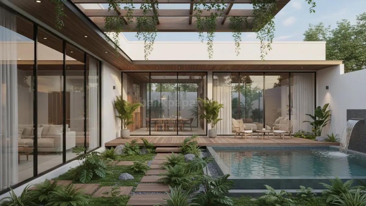 Kombinasi taman dan kolam menciptakan rumah yang sejuk, indah, dan nyaman. (BTV/Ai)