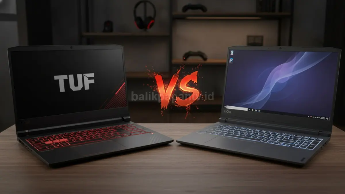 Lenovo LOQ 15 dan Asus TUF A15 dalam persaingan laptop gaming kelas menengah. (BTV/Ai)