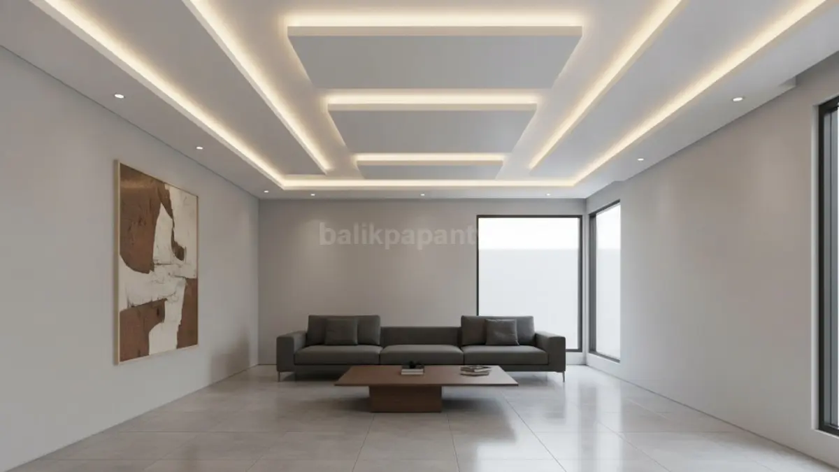 Plafon Kombinasi Gypsum dan Pencahayaan Linear (BTV/Ai)