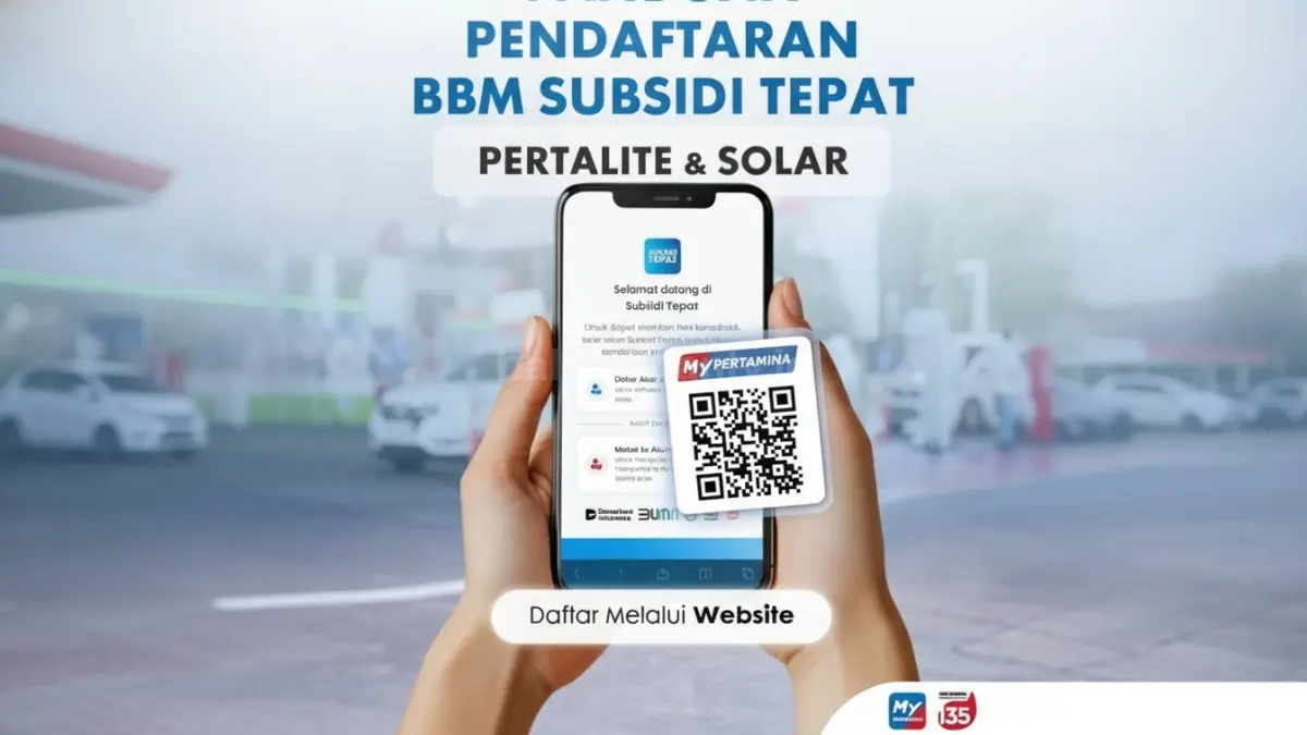 Proses registrasi kendaraan pada program Subsidi Tepat MyPertamina secara digital.