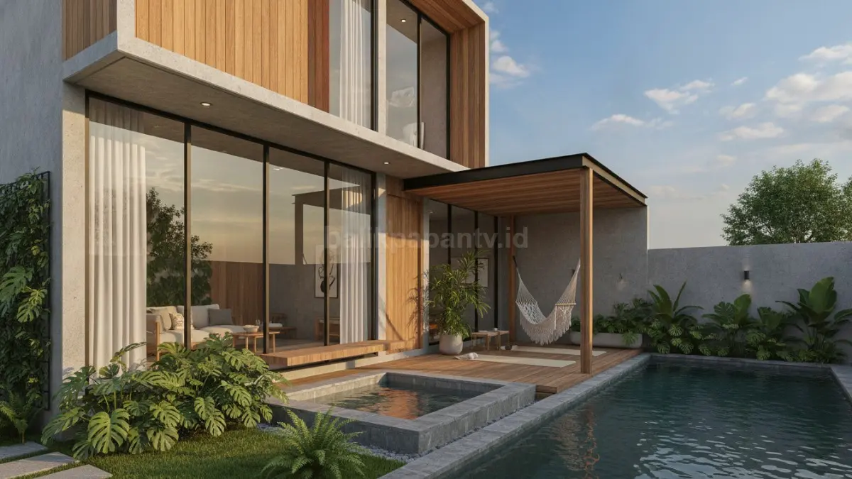 Rumah modern dengan area wellness dan sudut relaksasi bercahaya alami. (BTV/Ai)
