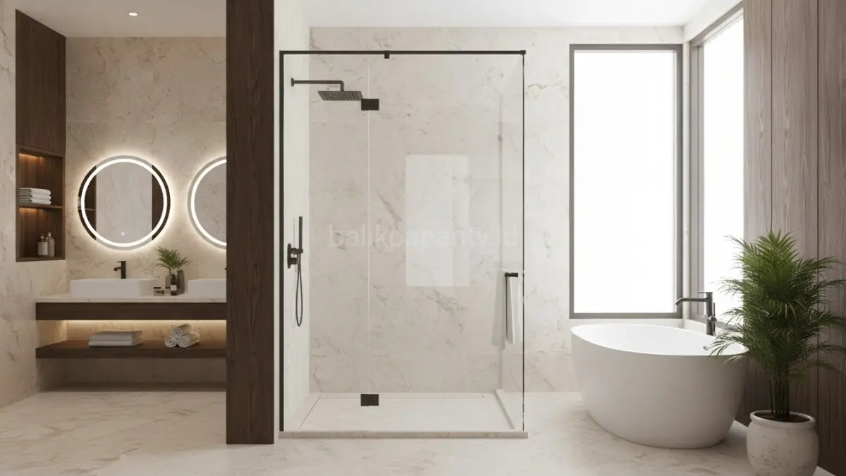Smart coated glass anti-spot memudahkan perawatan kamar mandi dengan permukaan bersih dan minim noda air.(BTV/AI) 