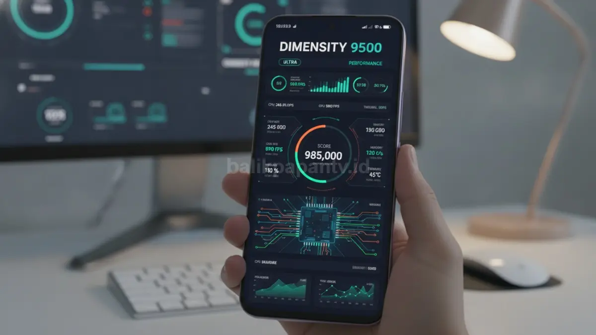 Tampilan Xiaomi 17T Pro saat menjalankan benchmark Dimensity 9500 berperforma tinggi. (BTV/Ai)