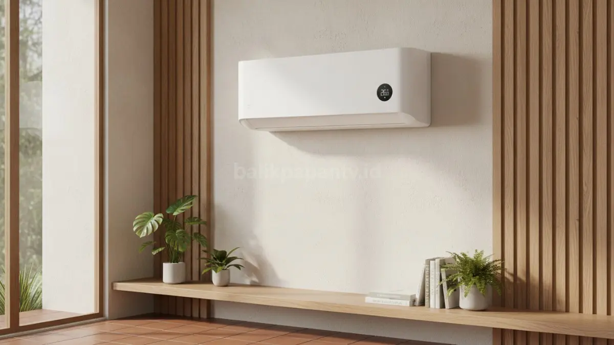 Unit indoor Mijia AC Pro Eco 1 PK Inverter dengan desain minimalis dan layar LCD informatif. (BTV/AI)