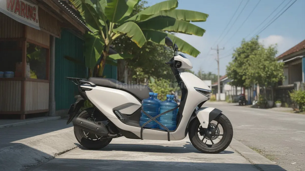 Area dek rata Honda CUV e yang mampu membawa dua galon untuk kebutuhan harian. (BTV/Ai)