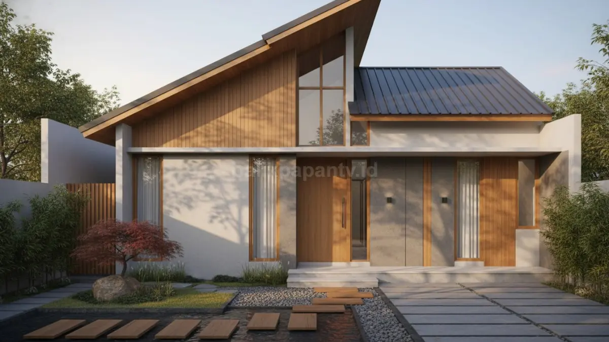 Atap miring bergaya Jepang modern menghadirkan suasana tenang dengan desain yang sederhana dan elegan. (BTV/Ai)