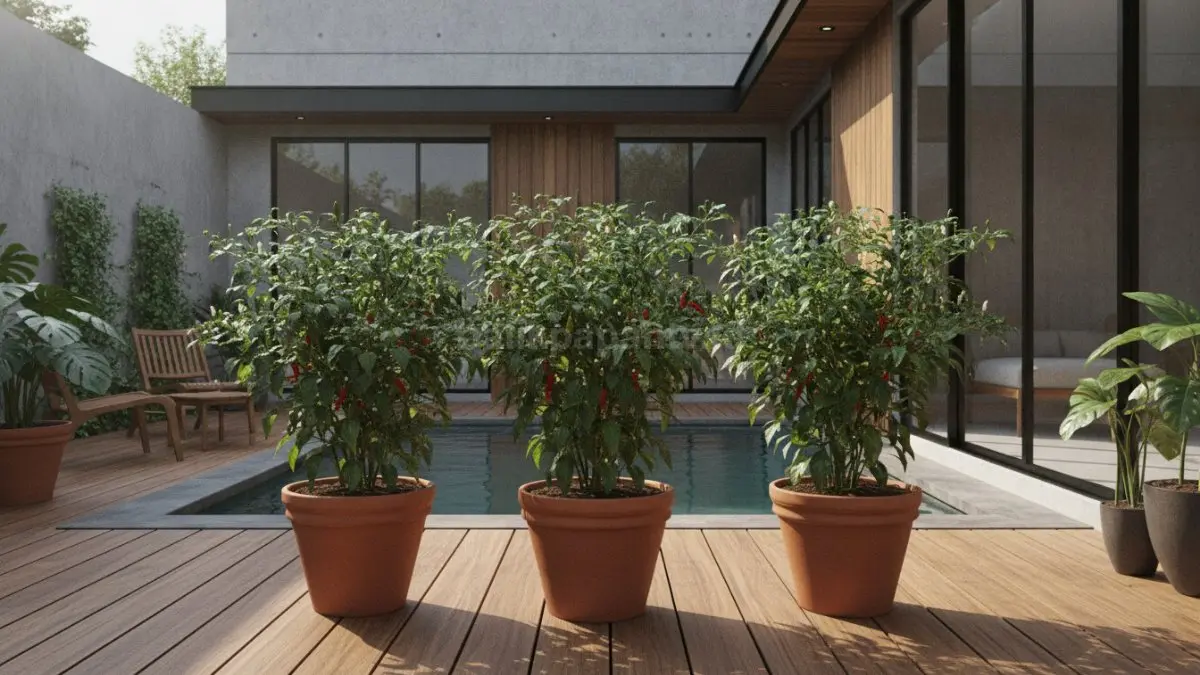 Cabai dalam pot menjadi pilihan praktis untuk memenuhi kebutuhan dapur sekaligus mempercantik halaman rumah. (BTV/Ai)