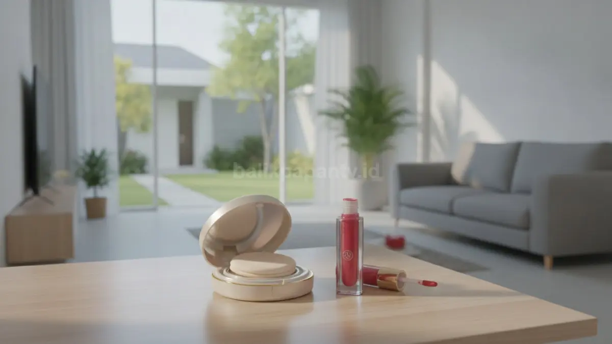 Cushion dan lip tint sebagai produk utama dalam makeup singkat sehari-hari.
