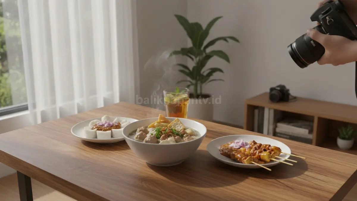Food Photography menampilkan makanan secara estetis untuk promosi dengan pencahayaan dan komposisi yang menarik. (BTV/Ai)