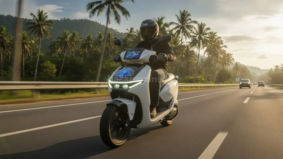 Honda CUV e saat pengujian jalan raya menampilkan desain futuristik dan layar TFT premium.(BTV/Ai)
