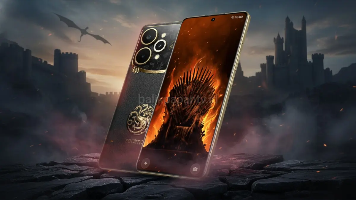 Kolaborasi Realme dan Game of Thrones menghadirkan smartphone tematik dengan desain eksklusif dan unik.(BTV/AI) 