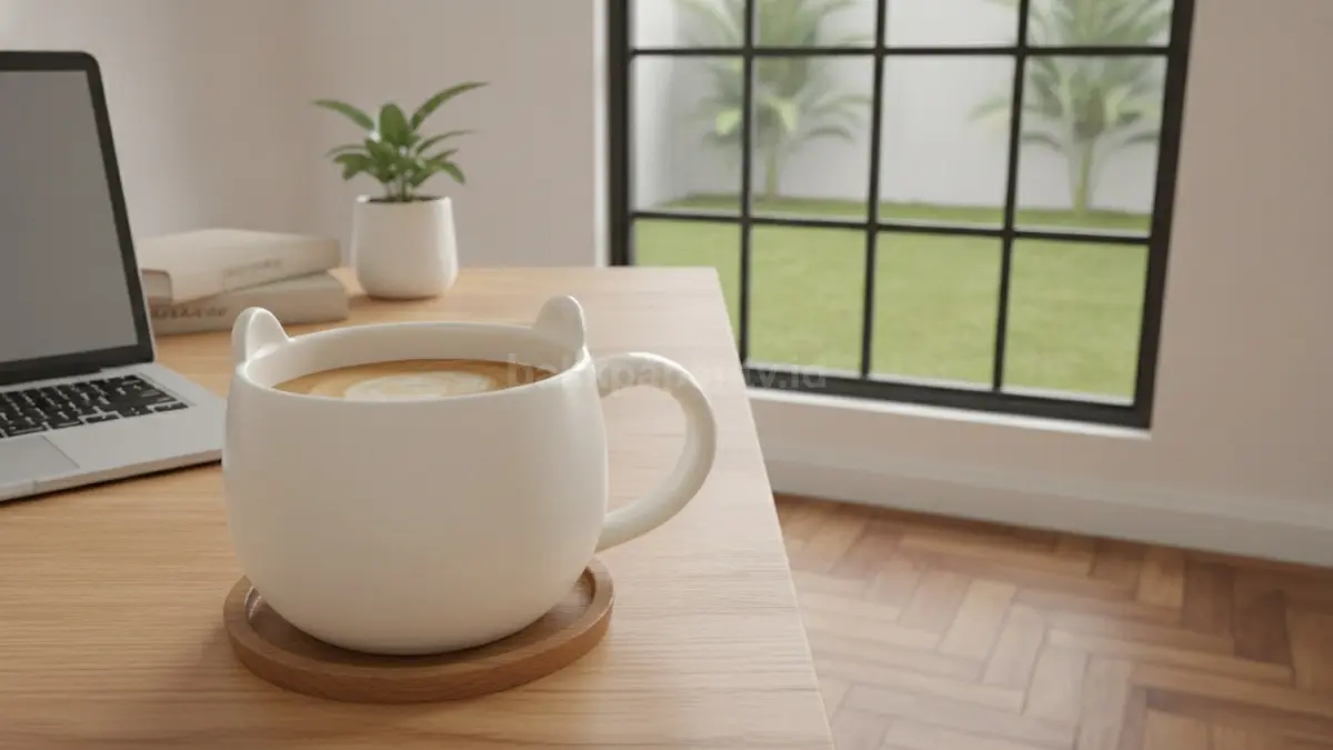 Mug beruang berkapasitas besar menawarkan kenyamanan lebih untuk menemani aktivitas sepanjang hari. (BTV/Ai)