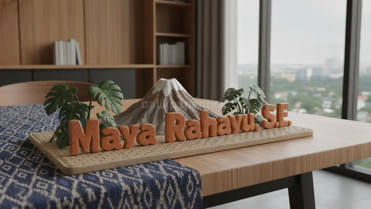 Pajangan nama personal dari clay memperkuat identitas ruang kerja dengan tampilan profesional.  (BTV/AI)