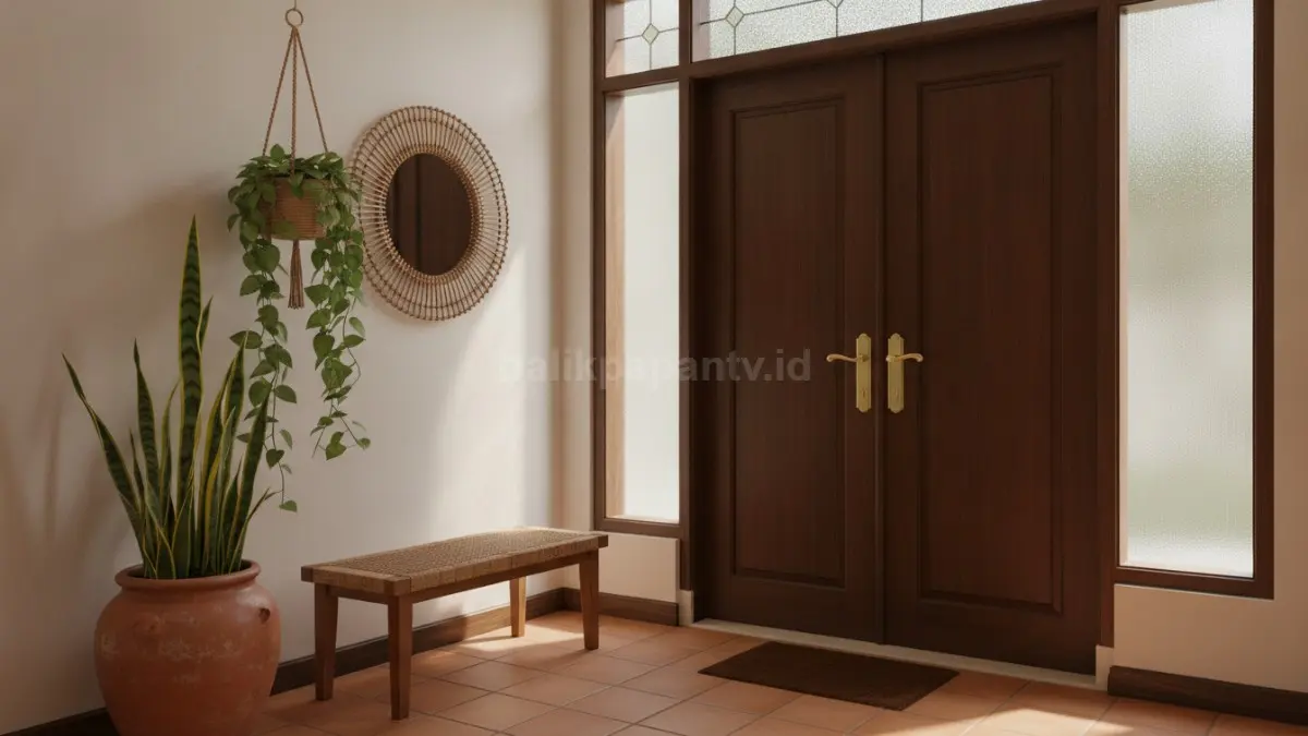 Tanaman indoor dekat pintu masuk menghadirkan kesan segar, alami, dan mudah dirawat.  (BTV/AI)