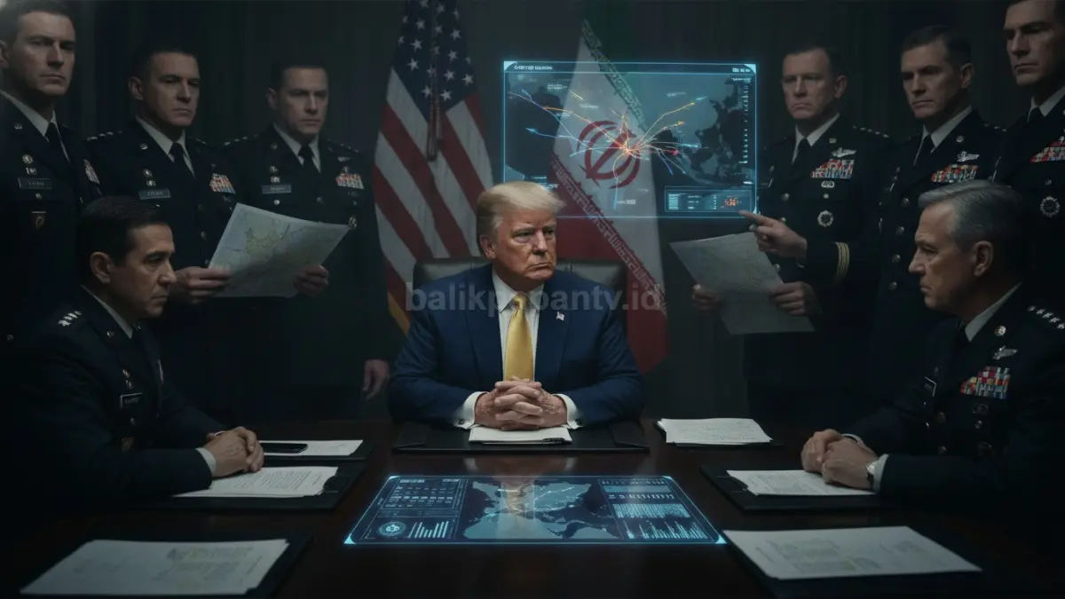 Donald Trump menyampaikan keputusan pembatalan serangan terhadap Iran di tengah meningkatnya ketegangan kawasan.