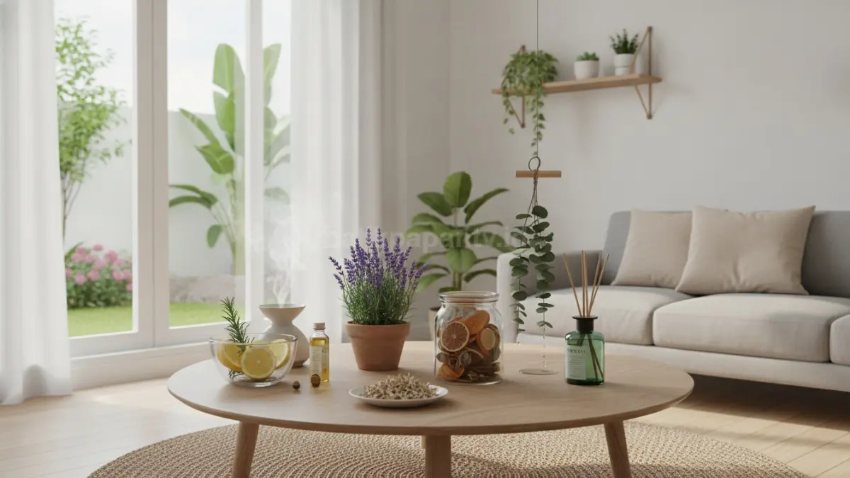 Interior rumah minimalis dengan kombinasi kopi, jeruk, dan tanaman indoor sebagai pewangi alami ruangan (BTV/Ai)