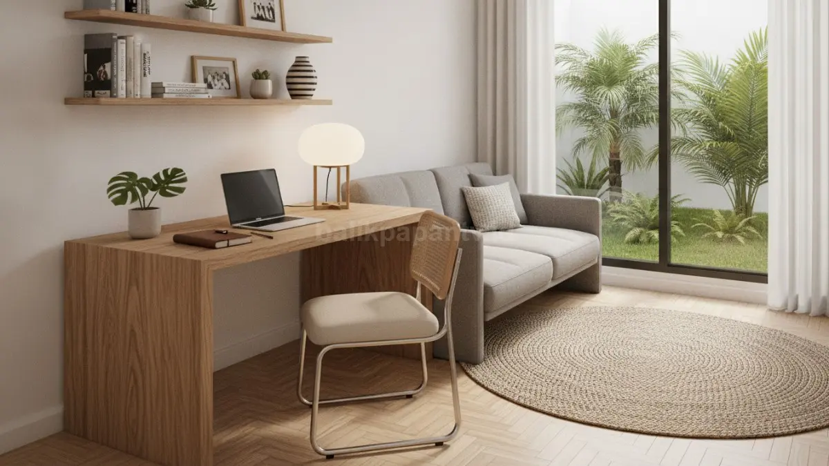 Kamar ketiga multifungsi dapat menjadi ruang kerja sekaligus kamar tamu yang fleksibel. (BTV/AI)