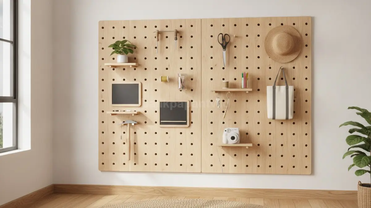 Pegboard multifungsi memaksimalkan ruang kecil dengan penyimpanan fleksibel, rapi, dan mudah disesuaikan.  (BTV/AI)