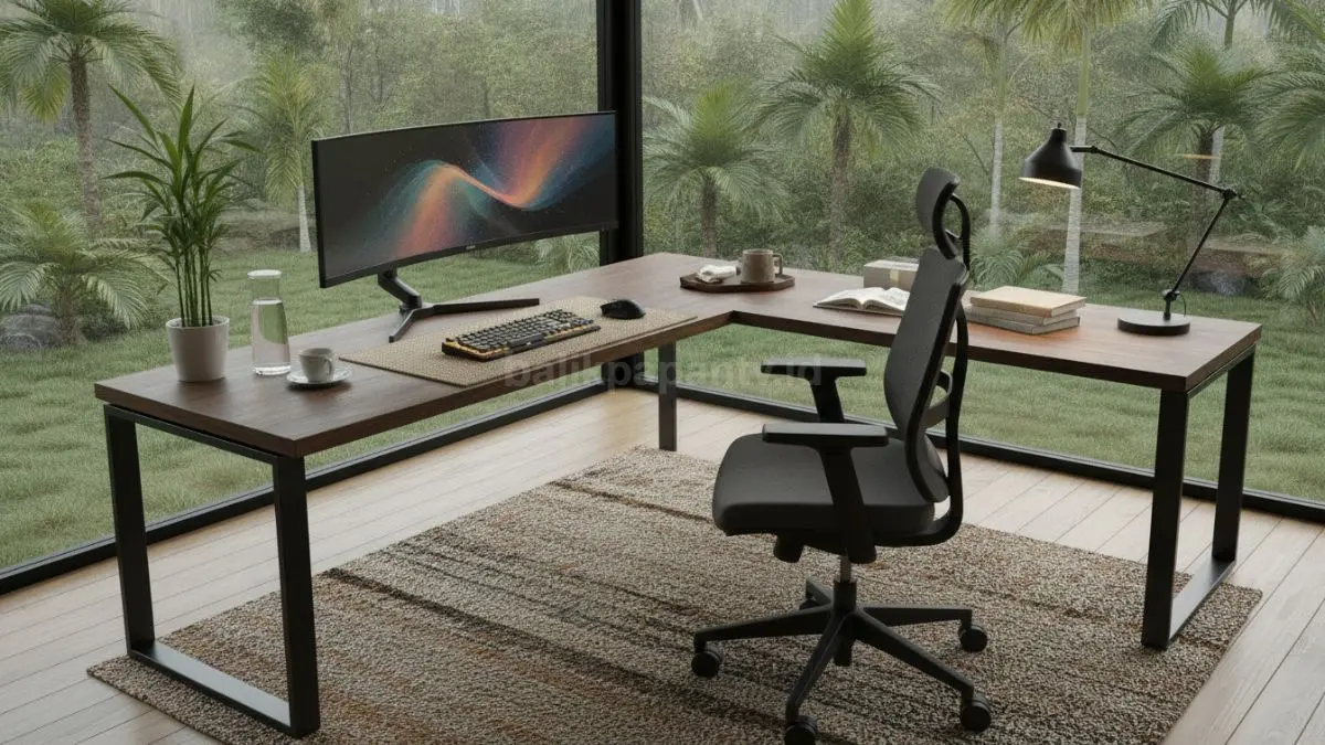 Setup ergonomis membantu menjaga kenyamanan tubuh, fokus kerja, dan produktivitas sepanjang hari.  (BTV/AI)