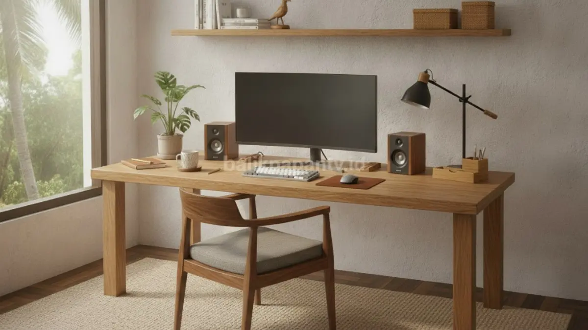 Setup kayu natural menghadirkan suasana hangat, nyaman, fungsional, dan mudah dipadukan interior.  (BTV/AI)