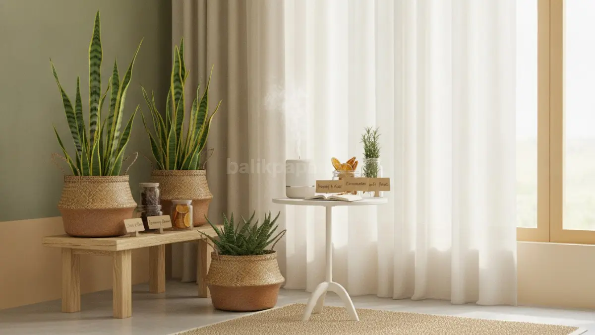 Tanaman indoor seperti lidah mertua dan aloe vera membantu menyegarkan udara ruangan. (BTV/AI)