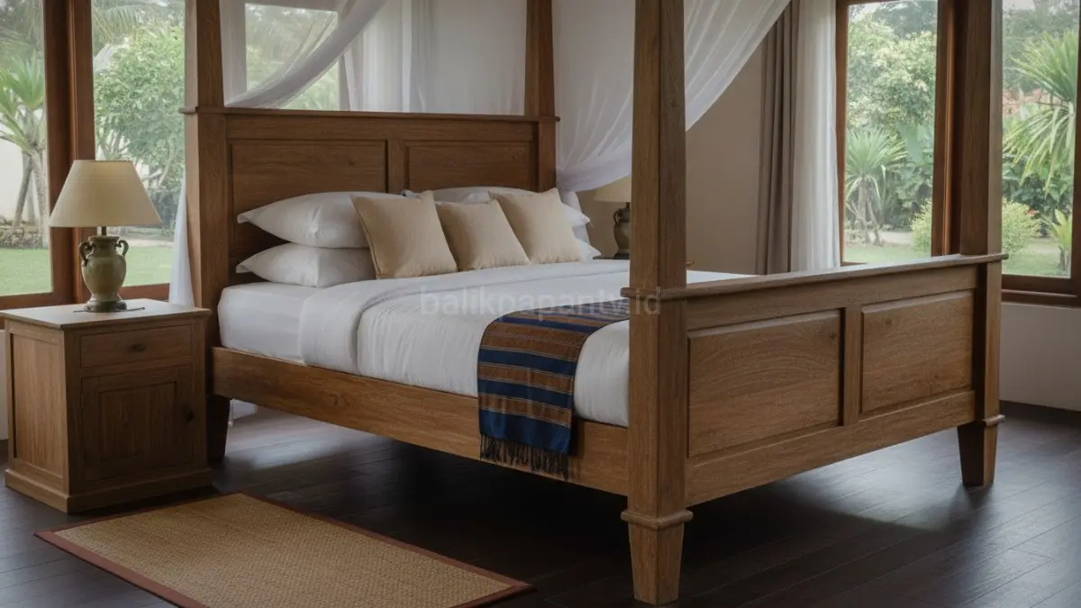 Tempat tidur kayu klasik menghadirkan karakter kuat, ketahanan tinggi, dan pesona yang tak lekang waktu.(BTV/AI) 