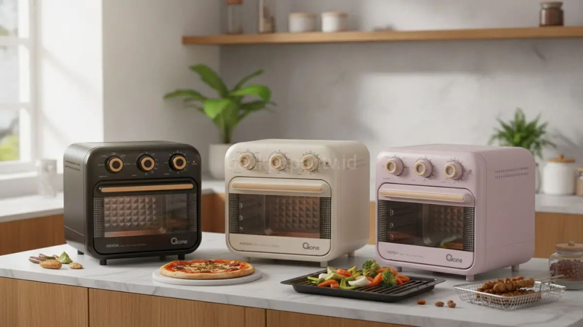 Air fryer dan oven Oxone OX-276 memadukan desain retro, fitur lengkap, dan fleksibilitas memasak modern.(BTV/AI) 
