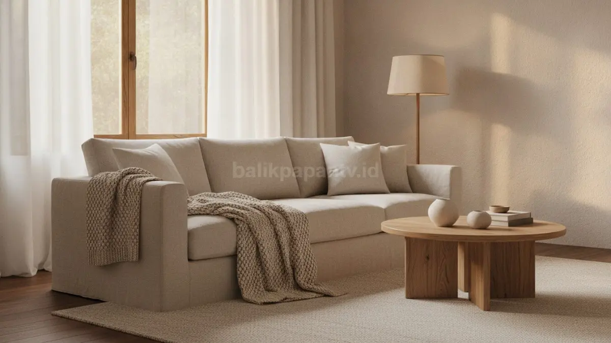 Bantal linen, karpet halus, dan tirai ringan menghadirkan tekstur hangat yang memperkuat karakter ruang. (BTV/Ai)

