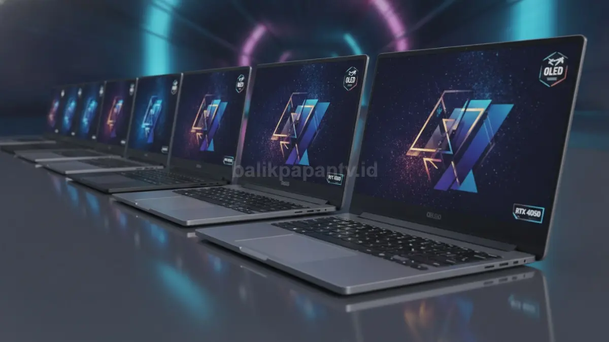 Deretan laptop terbaik Rp11-20 juta Juni 2026 dengan pilihan RTX 4050, RTX 5050, dan layar OLED premium. (BTV/Ai)