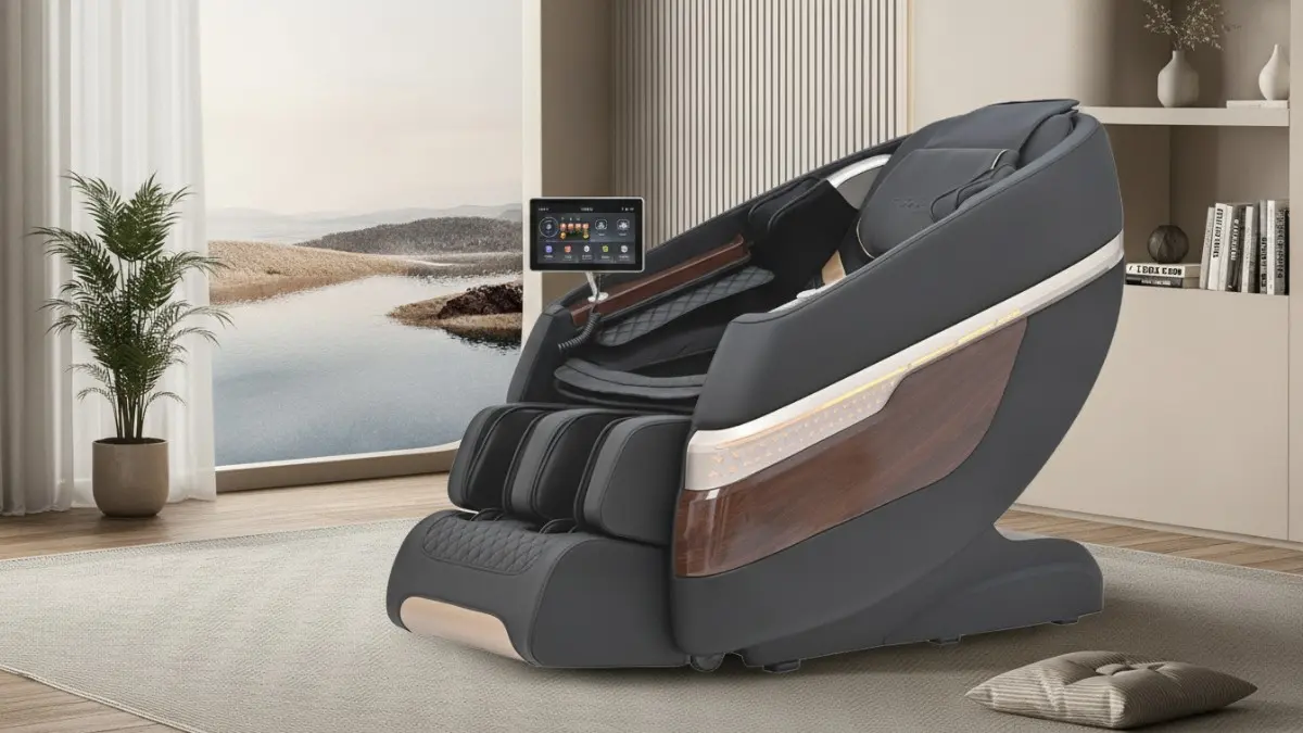 Kursi pijat YRDM6220 dengan layar sentuh dan fitur Zero Gravity untuk relaksasi tubuh maksimal nyaman. (BTV/AI)
