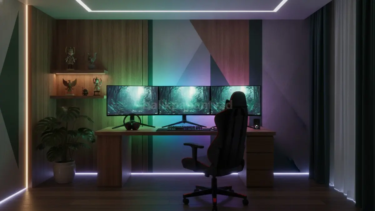 LED sinkronisasi konten menghadirkan warna dinamis mengikuti layar, menciptakan pengalaman visual imersif maksimal.  (BTV/AI)