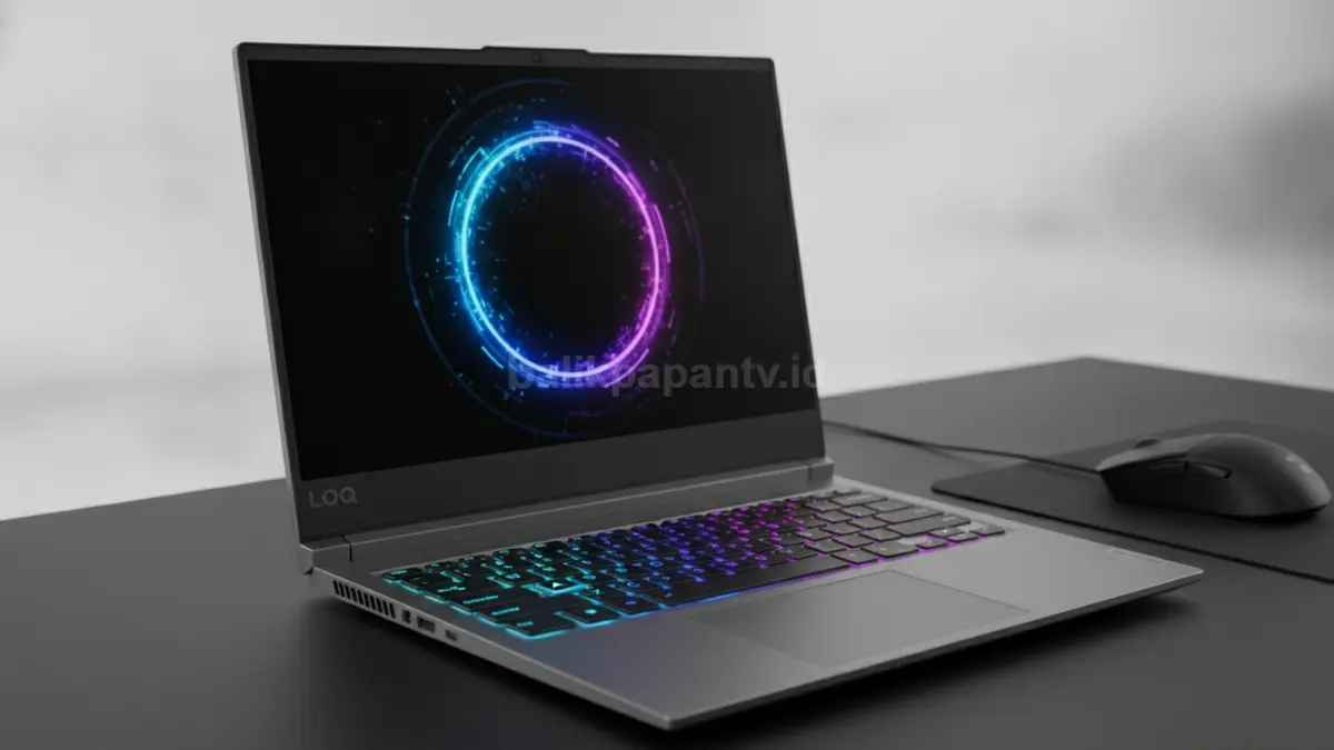 Lenovo LOQ 15 IRX10 terbaru dengan keyboard RGB zonasi dan desain minimalis modern untuk gaming. (BTV/Ai)