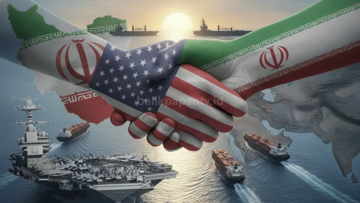 Momen pengumuman kesepakatan AS dan Iran yang menandai berakhirnya konflik serta pembukaan kembali Selat Hormuz.