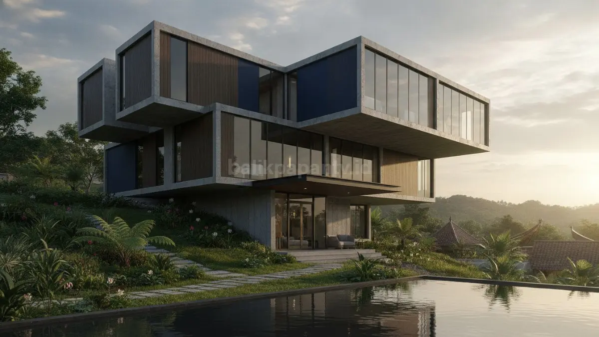 Rumah modular modern dengan desain minimalis menampilkan konstruksi efisien dan ruang fleksibel. (BTV/Ai)