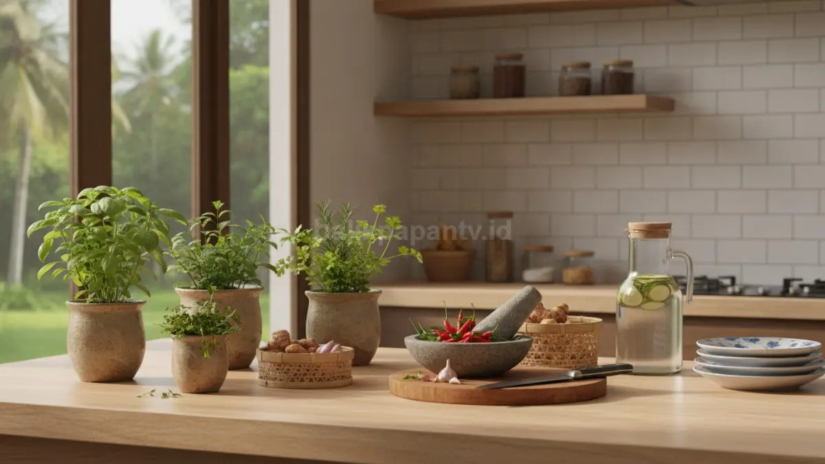 Tanaman herbal menghadirkan kesegaran alami, mempercantik dapur sekaligus mendukung kebutuhan memasak harian.  (BTV/AI)