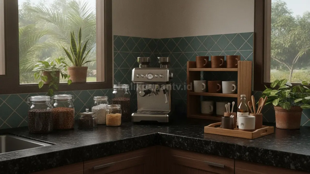 Zona kopi terorganisir memudahkan rutinitas pagi, semua kebutuhan minuman terkumpul dalam satu area.  (BTV/AI)