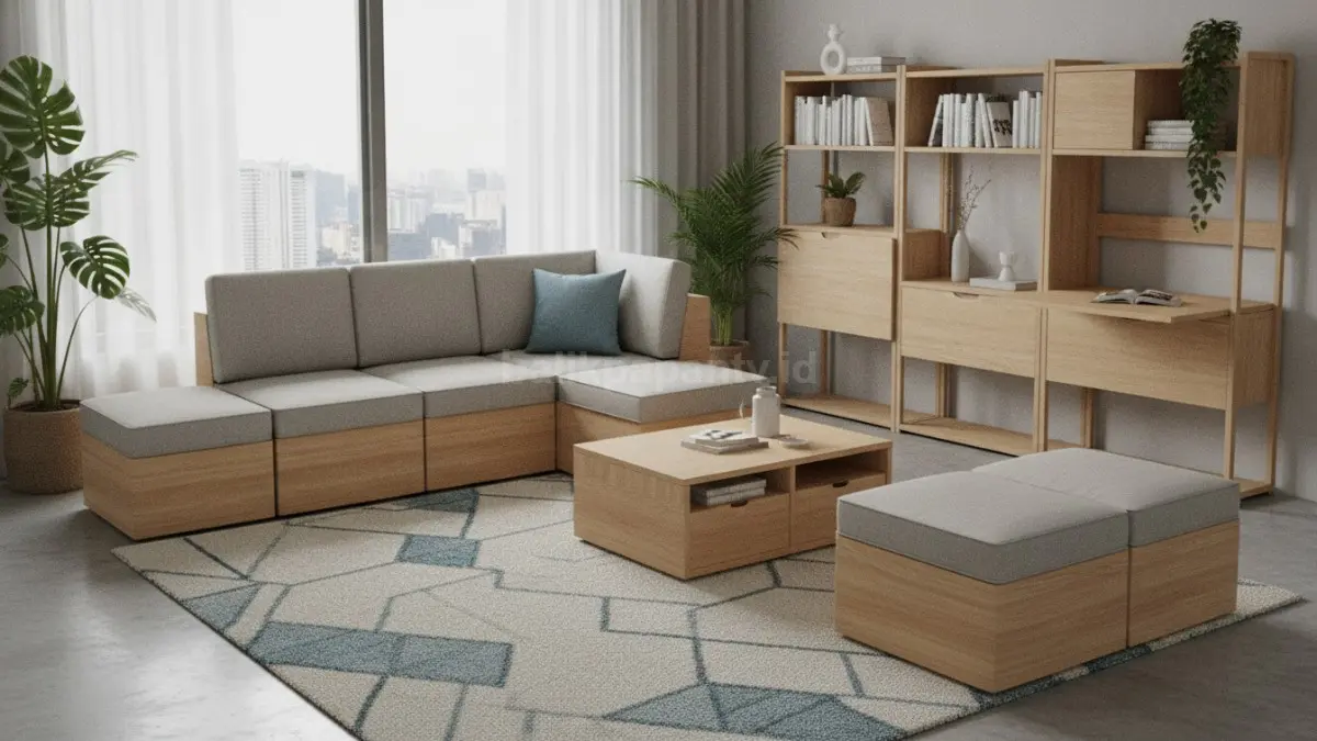 Furnitur modular fleksibel dapat diubah bentuknya sesuai kebutuhan sehingga ruang tetap rapi dan efisien.  (BTV/AI)