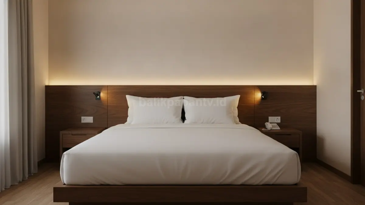 Headboard dengan lampu LED tersembunyi menciptakan suasana kamar hangat, nyaman, dan menenangkan sempurna (BTV/Ai)
