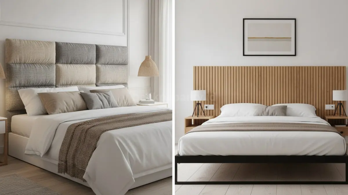 Headboard upholstered bertekstur warna netral menghadirkan kenyamanan sekaligus mempercantik tampilan kamar modern elegan (BTV/Ai)
