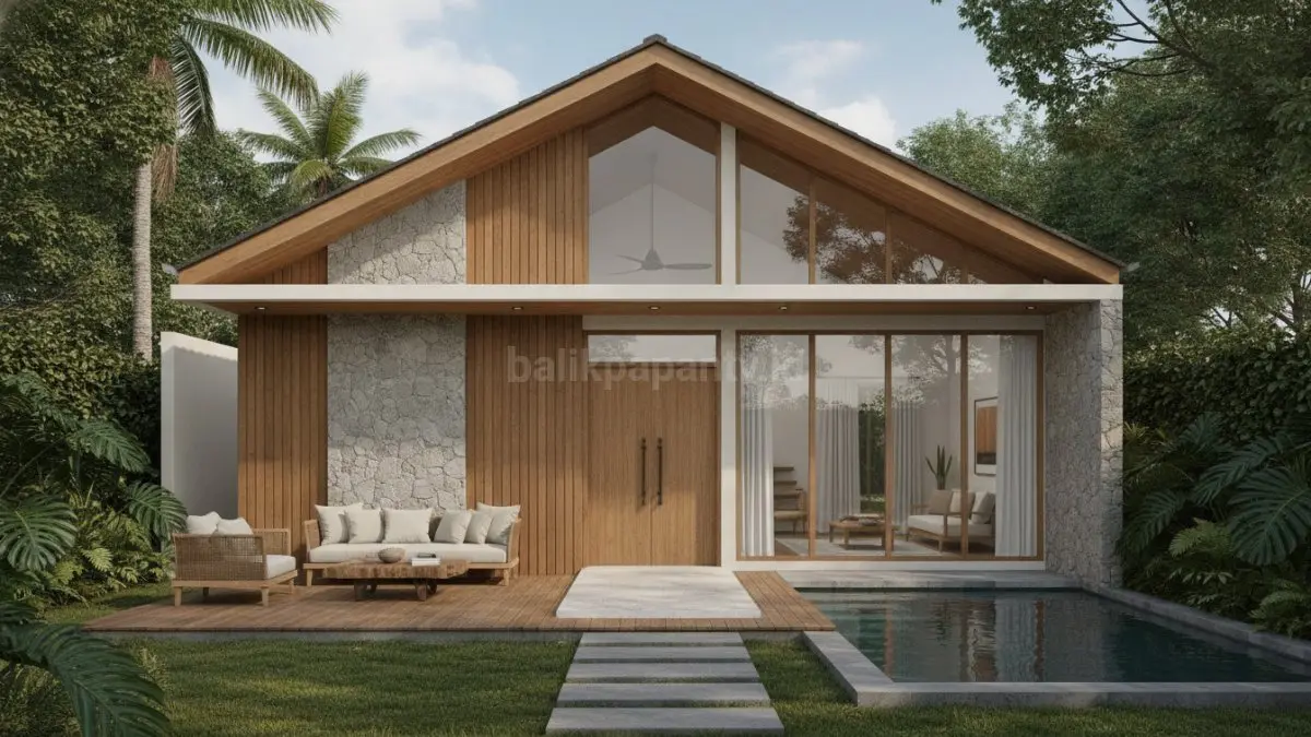 Material alami seperti kayu dan batu alam menghadirkan kesan hangat, timeless, serta memberi karakter pada hunian meski digunakan sebagai aksen. (BTV/AI)
