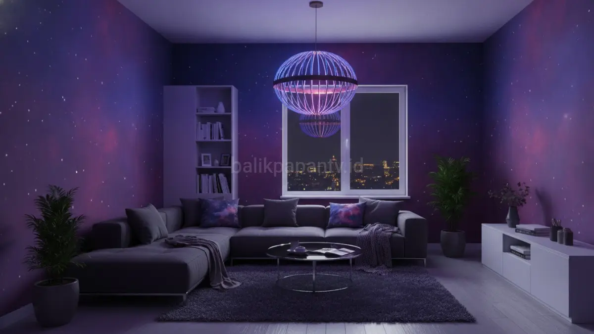 Palet warna galaksi menghadirkan nuansa futuristik yang nyaman, modern, dan tetap cocok untuk ruang kecil.(BTV/AI) 