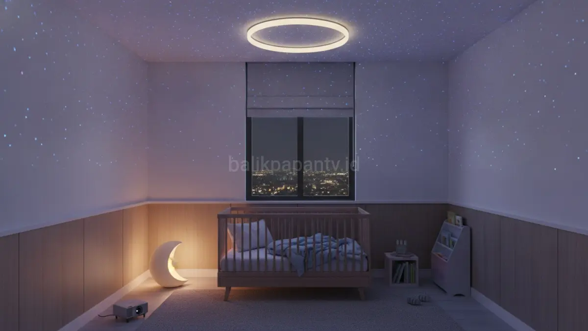 Pencahayaan bertingkat ala langit malam menciptakan suasana nyaman yang mudah disesuaikan dengan kebutuhan anak.(BTV/AI) 