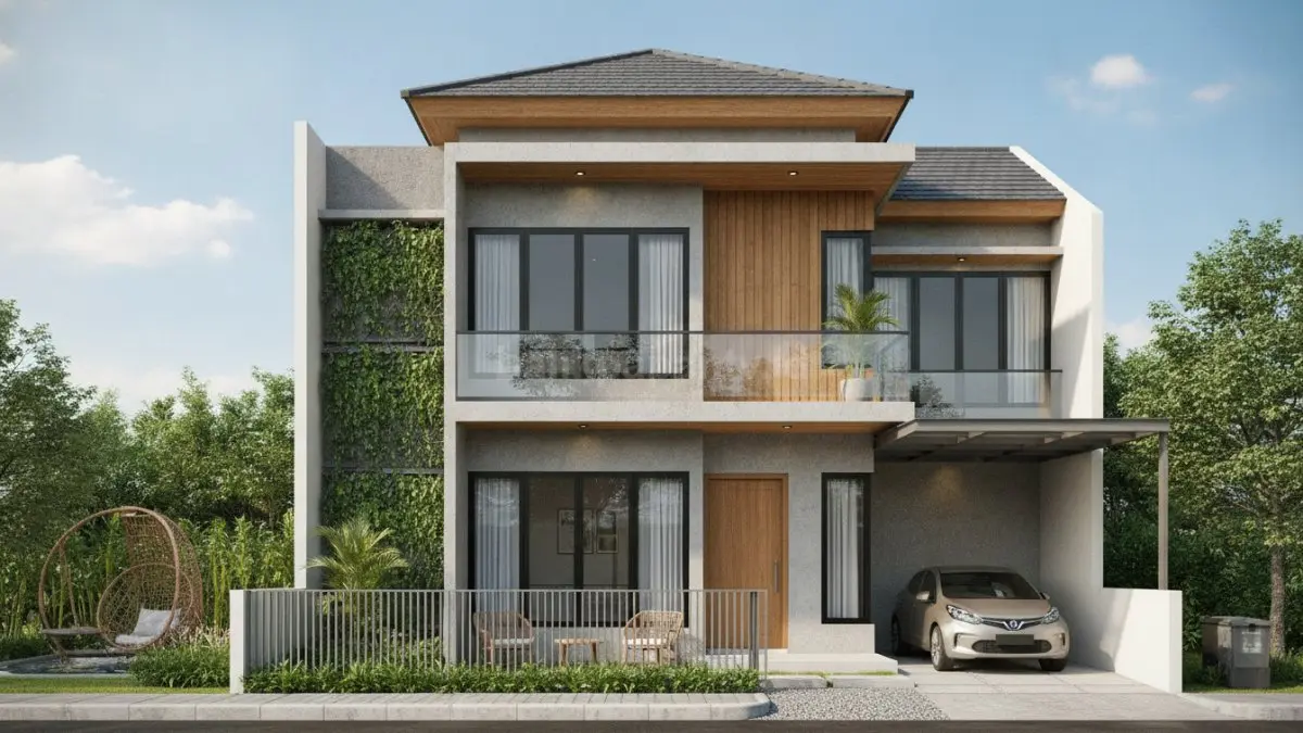 Rumah dua lantai modern memaksimalkan ruang pada lahan terbatas dengan desain efisien (BTV/Ai)