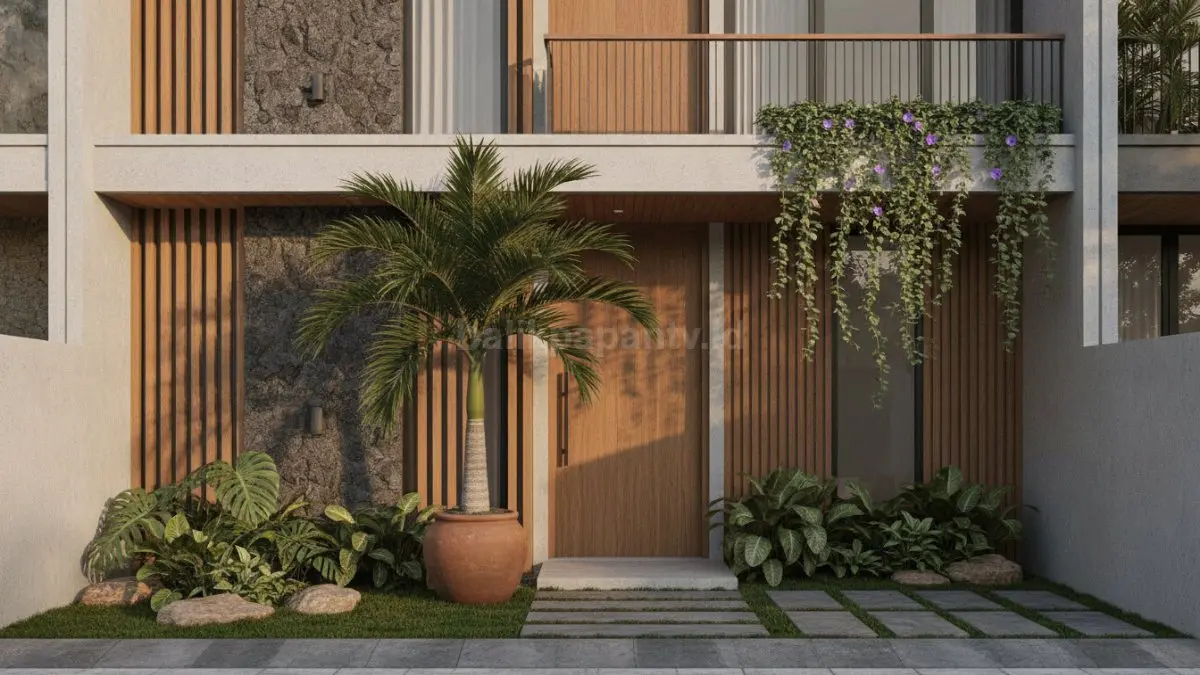 Tanaman hias pada fasad rumah modern menghadirkan suasana segar dan tampilan lebih alami (BTV/Ai)
