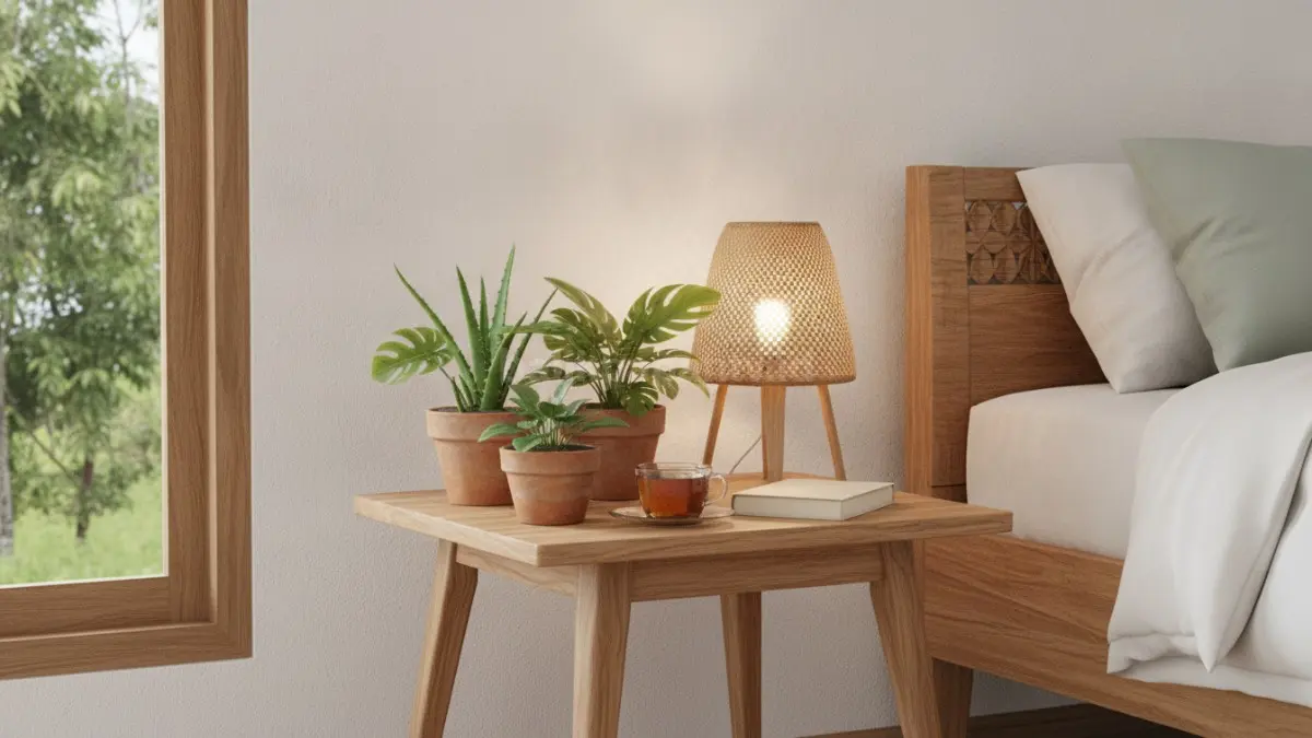 Tanaman kecil menghadirkan kesegaran alami, mempercantik bedside table, serta mudah dirawat setiap hari.  (BTV/AI)