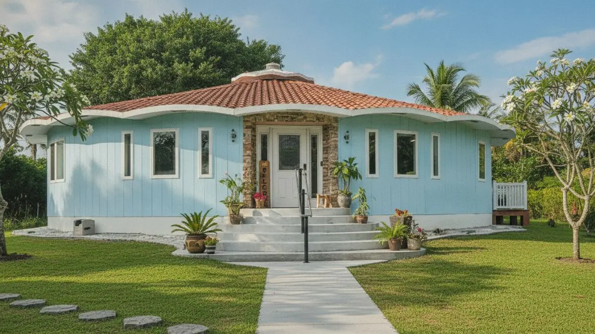 Tiny house berbentuk bundar menghadirkan desain unik, efisien, tahan angin, serta pengalaman ruang yang berbeda dan nyaman. (BTV/AI)
