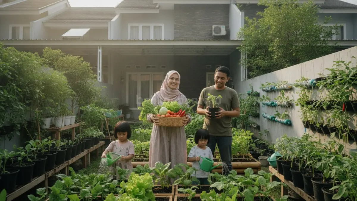 Urban farming di halaman rumah menghasilkan sayuran segar untuk kebutuhan keluarga sehari-hari (BTV/Ai)